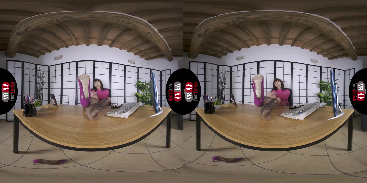 Outstanding Brunette Secretary Reine Vixen Loves Posing Her Hot Feet With Stockings In VR - VRFootFetish