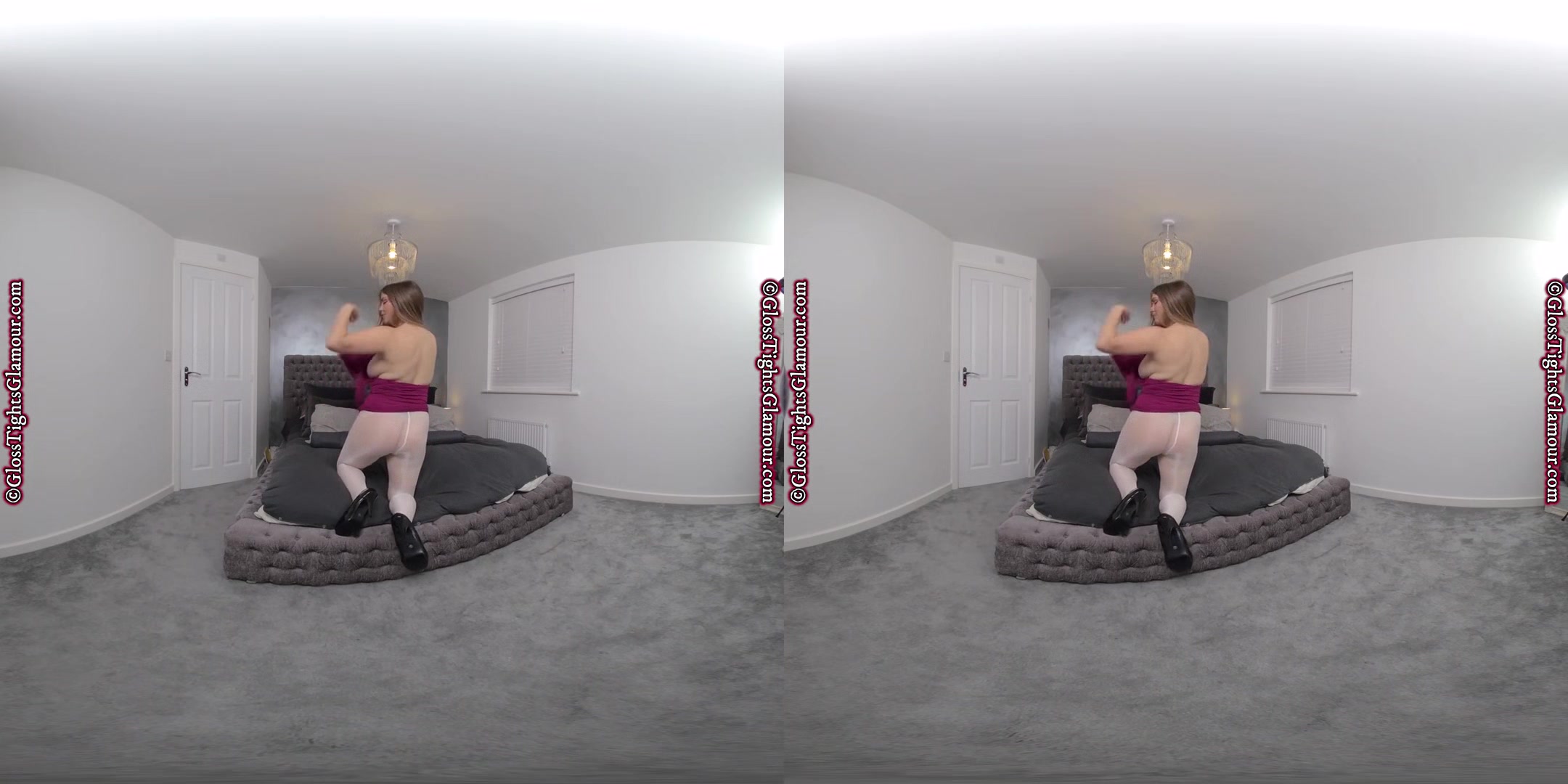 White Tight JOI - Huge Tits Babe Striptease in Pantyhose