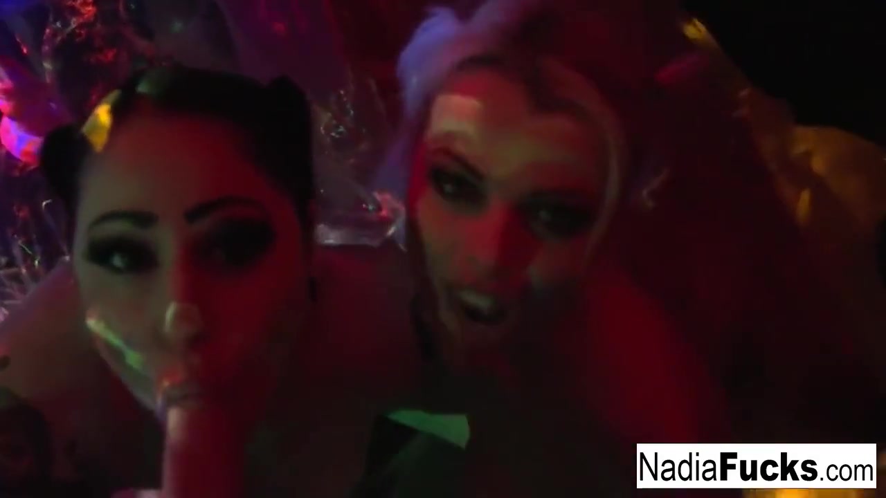 Ophelia Rain And Nadia White In Black-light Babes Suck Off Colorful Cock