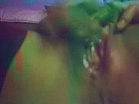 Black cunt shines of cum