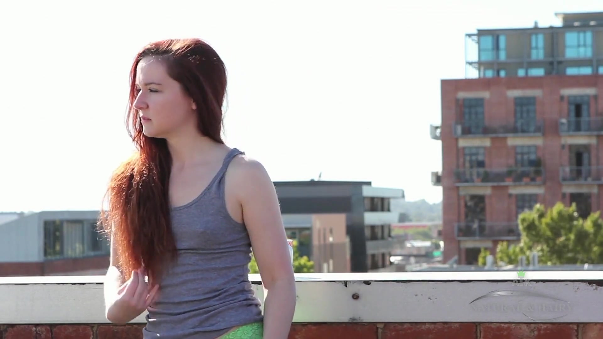 Annabelle Lee Masturbates On The Rooftop With The Sunshine, Beaming Off Her Pale White Skin