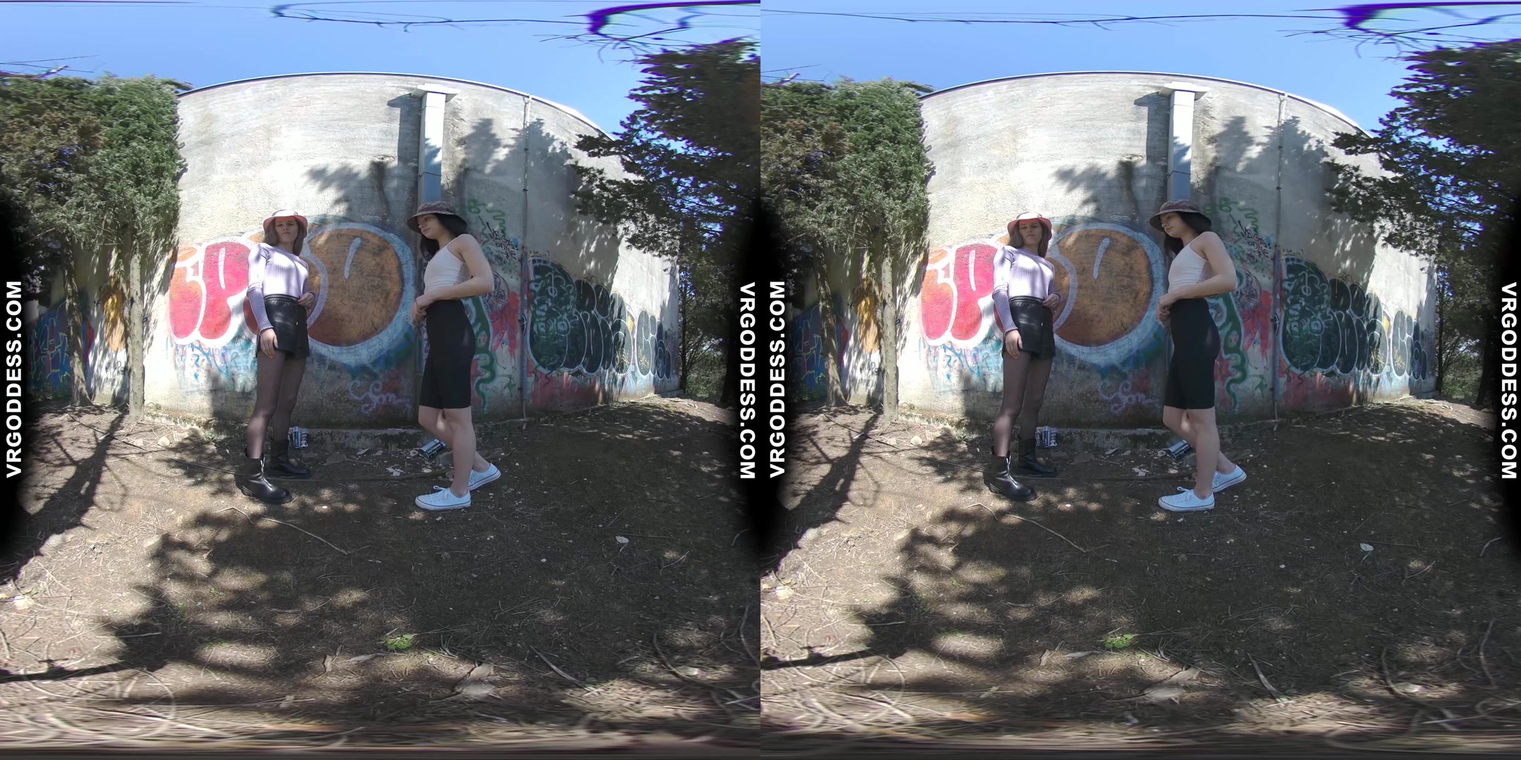 Matty and Josie On Vacation Graffiti Spray Painting And Dancing Nude Outdoors Urban Exploring