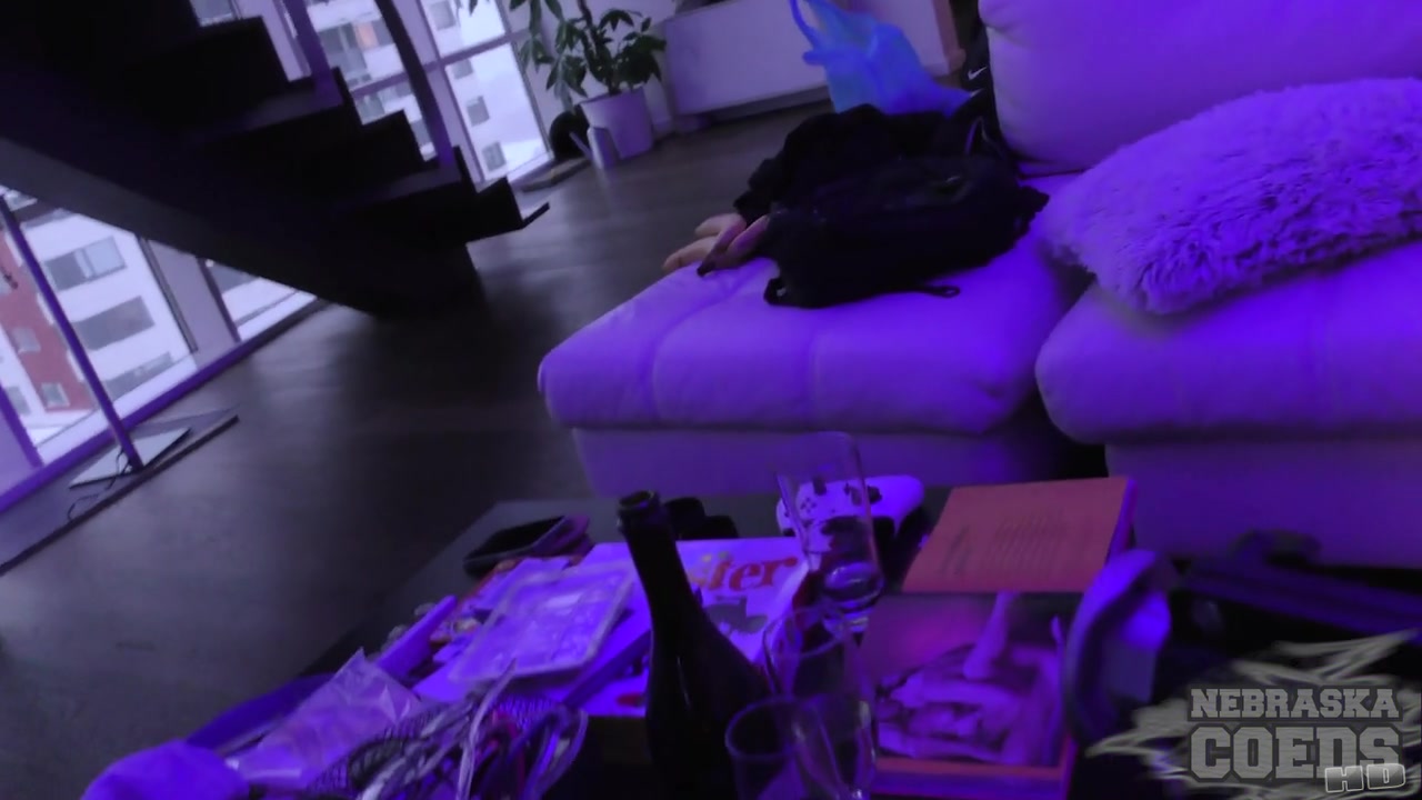 Late Night Lesbian Kama Sutra Brille Fucks Ingrida With Strapon Champagne Sipping Vaping