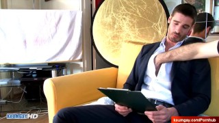The handsome banker get serviced by a guy!