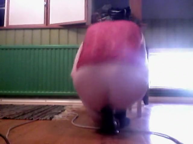 Slim CD riding a big dildo