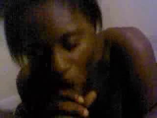 Black girlfriend tries hard to present the best blowjob