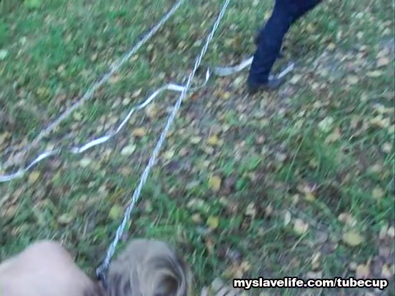 Slave bound with his mouth saddled