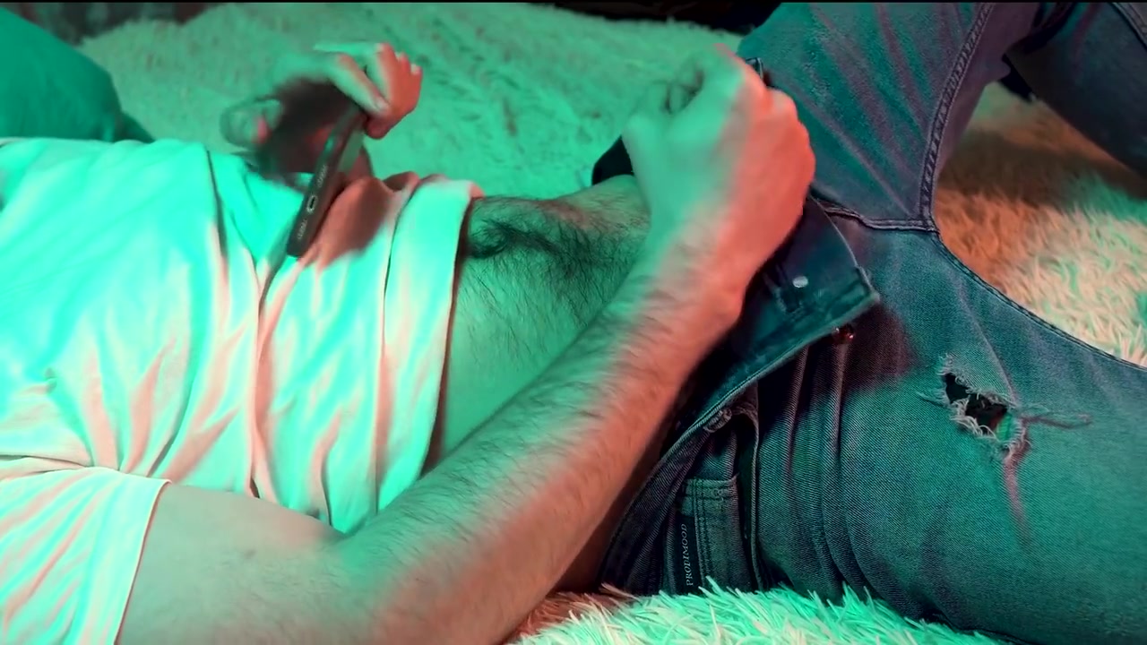 A Young Hot Guy Watches Porn On His Phone And Jerks Off His Small Cock