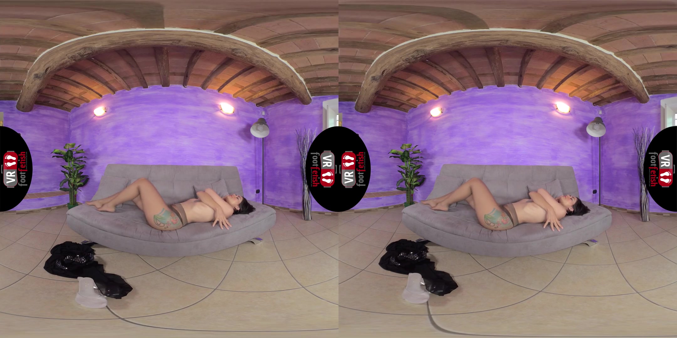 Stunning Chiara Pours Some Oil On Her Silky Smooth Nyloned Feet - Amazing Leg and Foot Fetish VR with Chiara