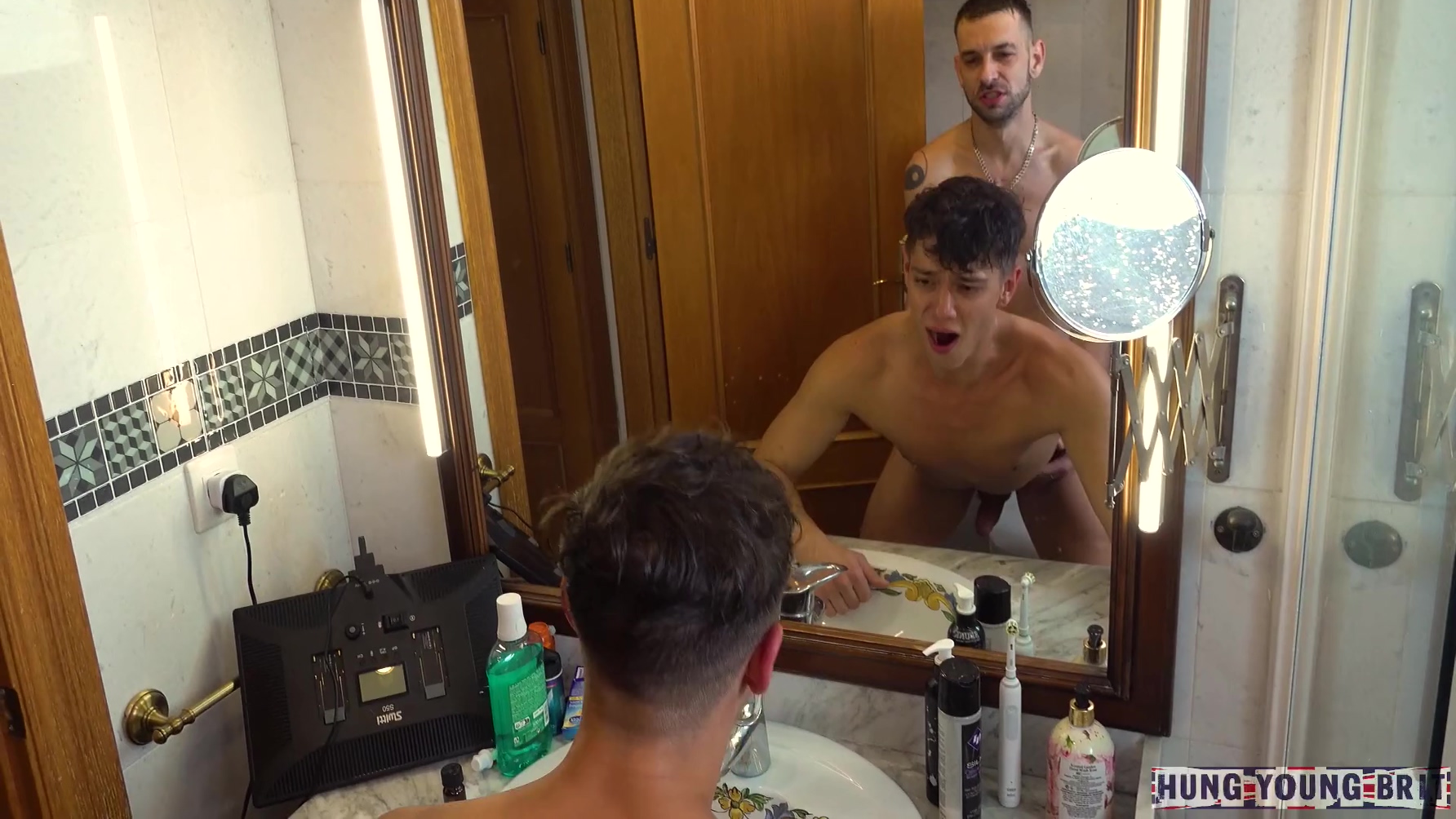 Voyeuristic Hardcore Sex Two Hunks Switch In The Shower