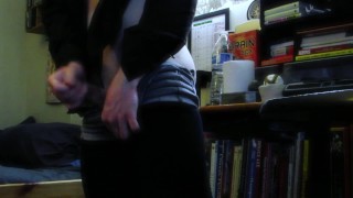 Trans Girl in Short Shorts Teases and Cums