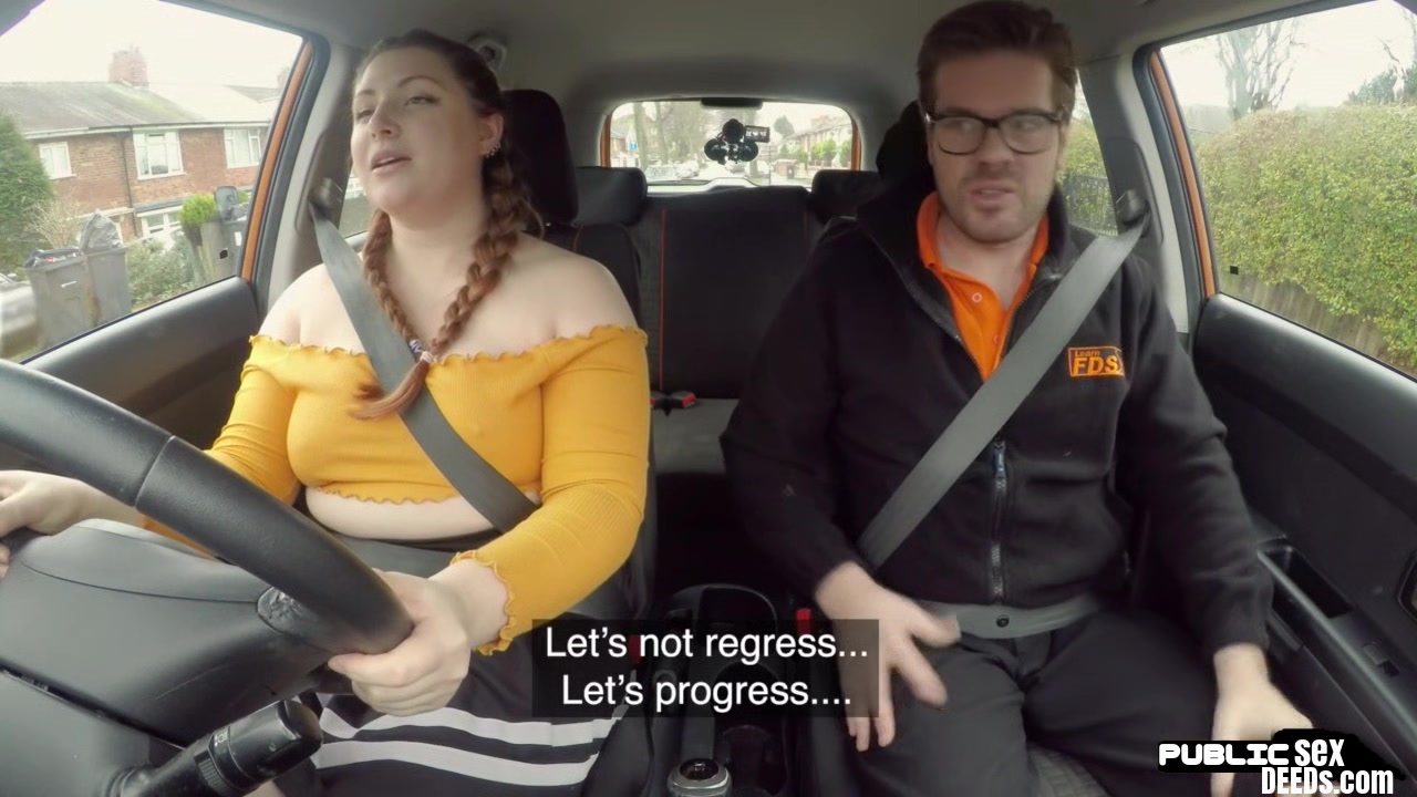 Plump eurobabe banged by driving tutor before tugging dick