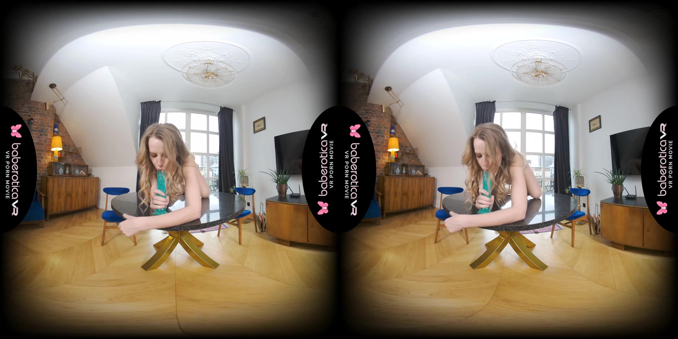 Blonde Svetlana Masturbates Herself On The Livingroom Table