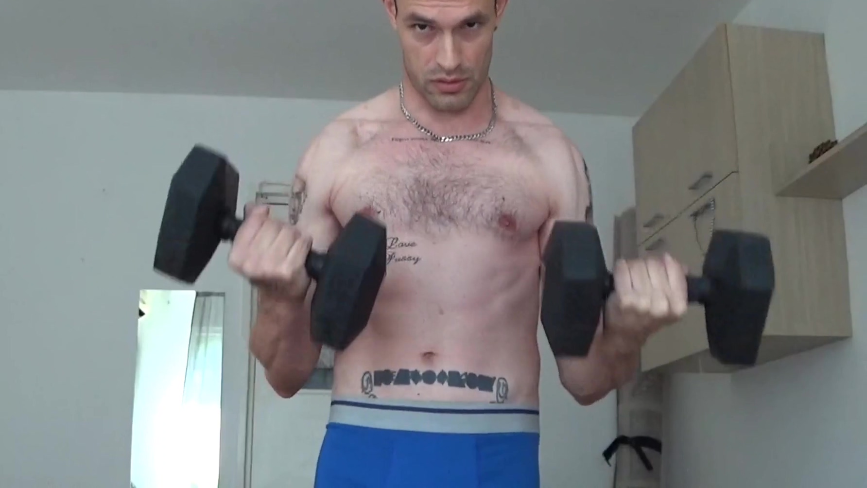 Working Out, Muscles, Flexing, Lean Ripped Body, Hairy Chest, Nipples, Armpits