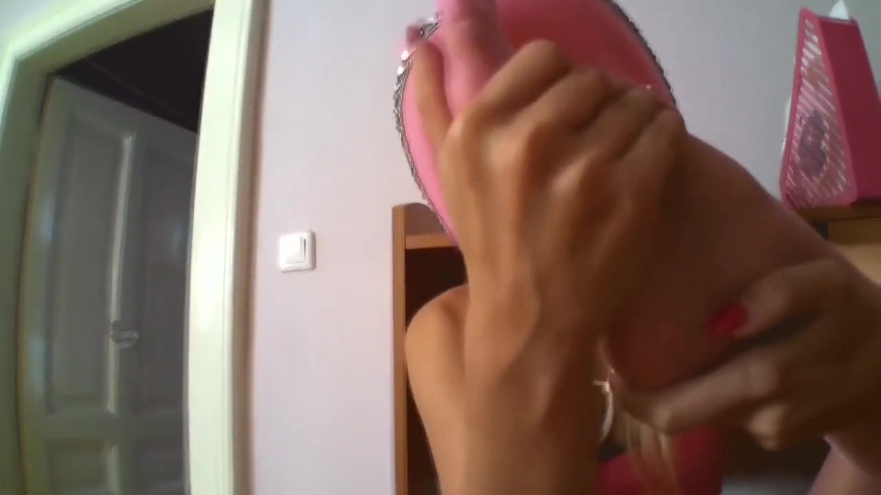 Princess Kimberly`s dirty feet play in pink pantyhose NO AUDIO by Foot Girls