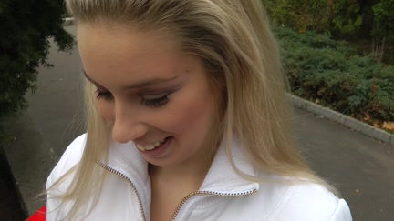 Bizarre sex outdoors with cute blond