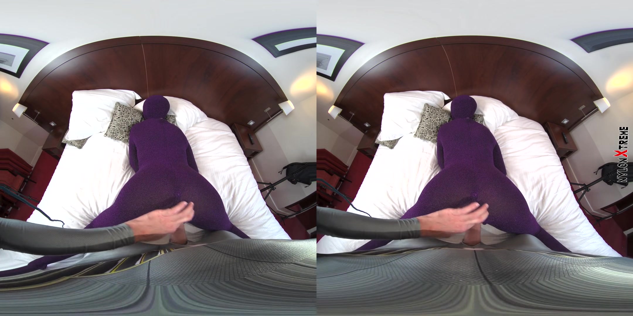 Nora Fox Purple Zentai Encasement Creampie