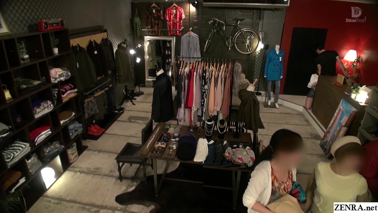 Japanese risky sex hold the moan clothing shop foreplay