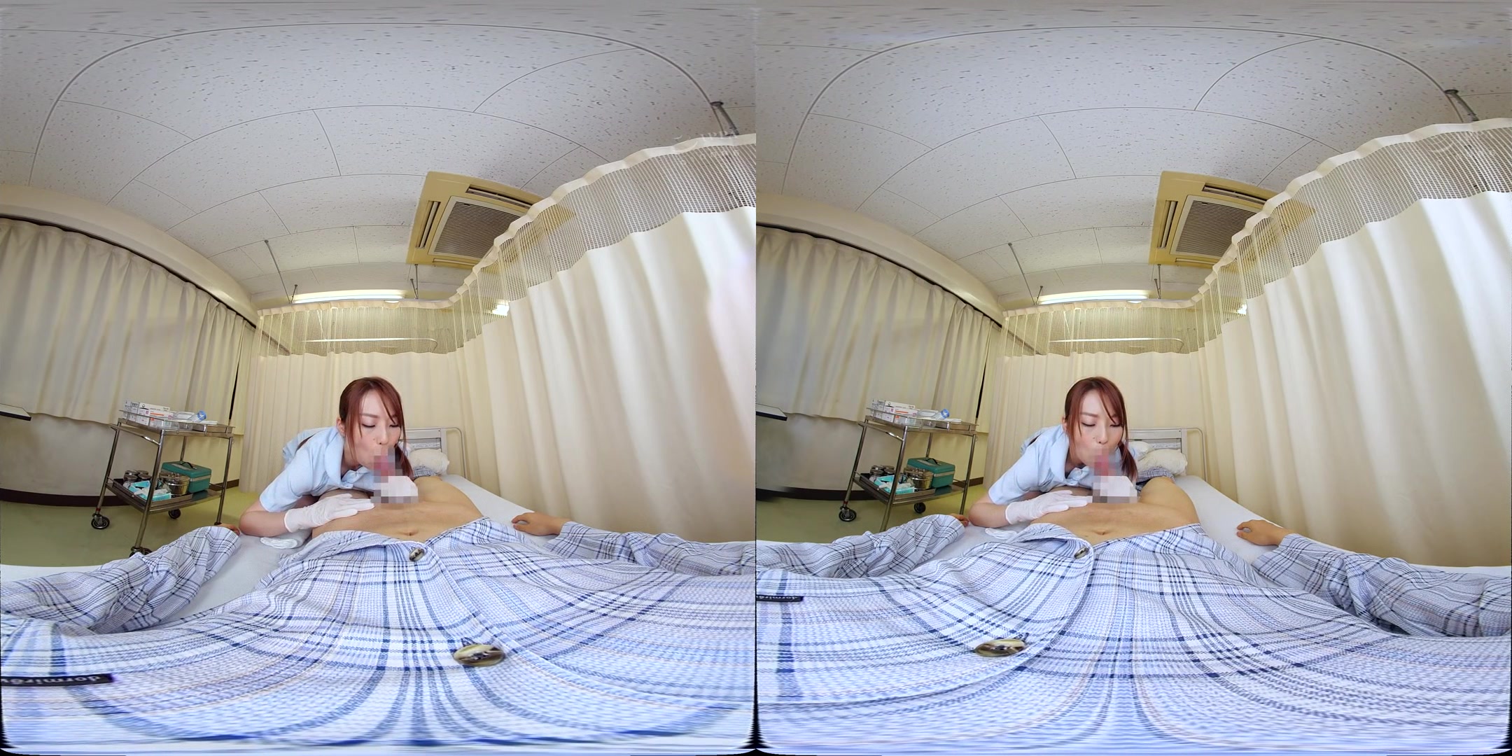 Frustrated Nurse can Hear Them Through the Curtains - Hot Japanese Nurse Blowjob and Sex