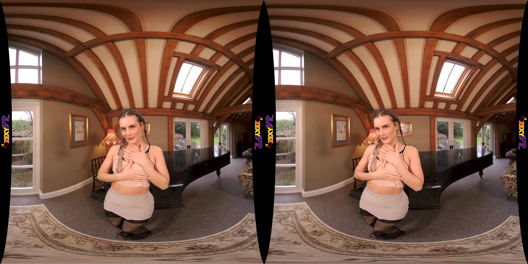 Piano Tutor - Gorgeous Blonde Solo Striptease by the Piano