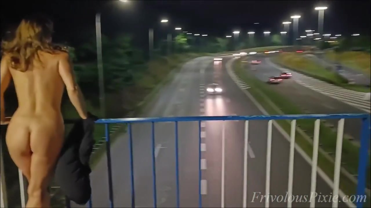 Crazy Milf Totally Naked Over The Highway. She Was Pissed On Her Clothes