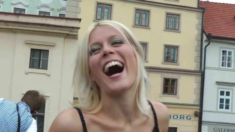 Blonde with perfect body gets naked in public