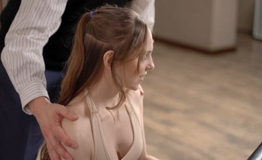 Teacher plays with the student 18+'s yummy tits