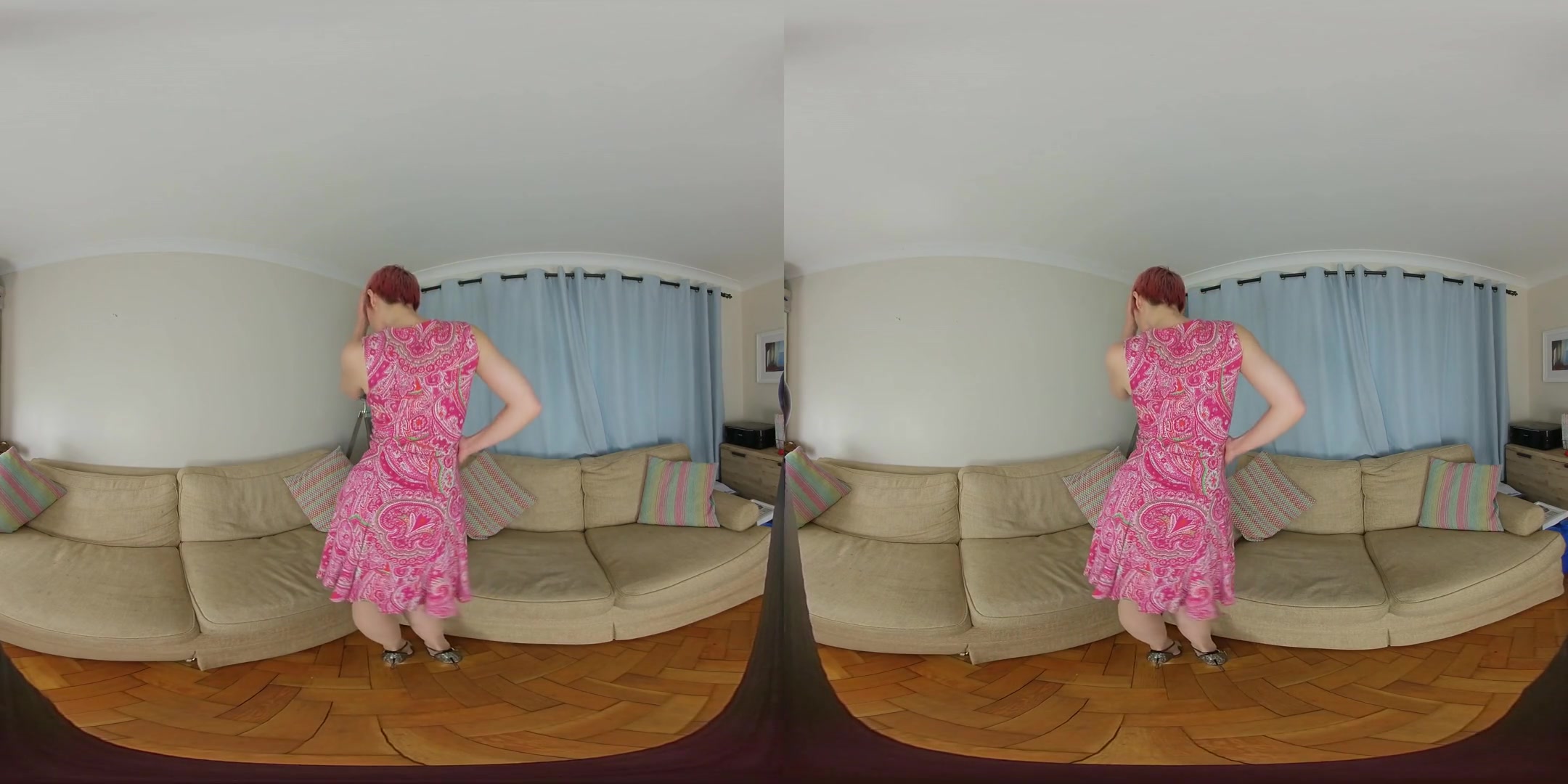 Joely, Sofa Strip Down - Horny MILF Solo Striptease VR