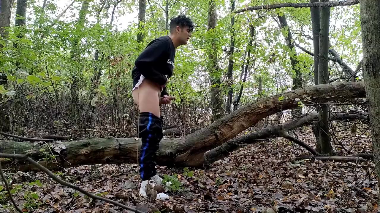 Intense Masturbation - 2 Cumshots Second Cumshot Bigger Than First - Rainy Day Cum In Forest