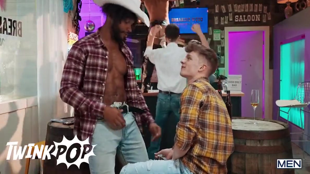 Fucks On The Bull, Then Gets Flip Fucked On The Saloon Bar With Tony Genius And Jake Preston