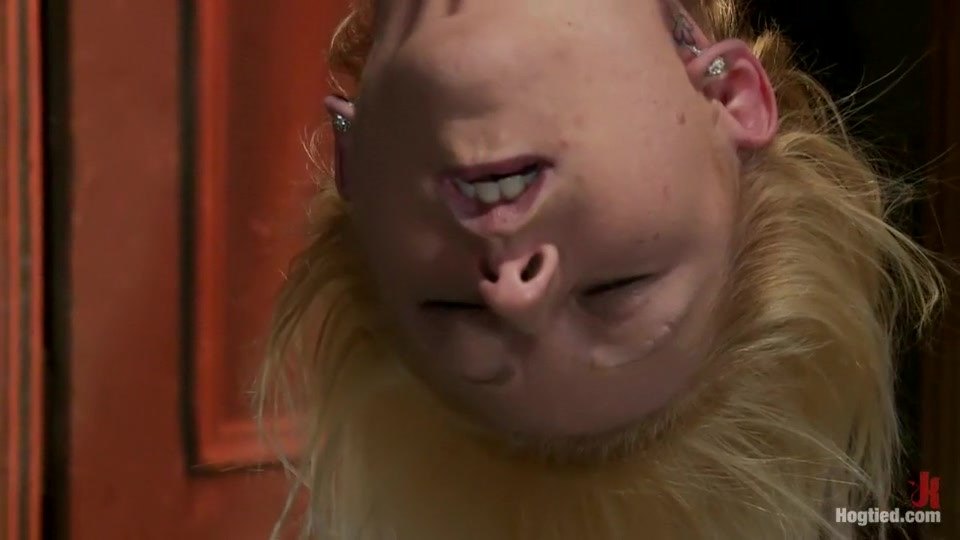 Tiny Southern Belle hung upside down, clamped, flogged, her huge nipples tortured, made to cum hard!