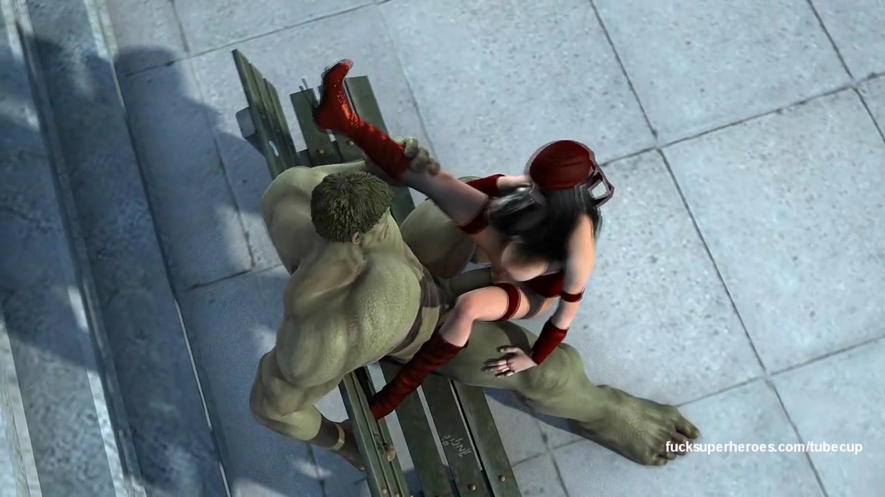 Hulk smashes into Electra's tight cunt