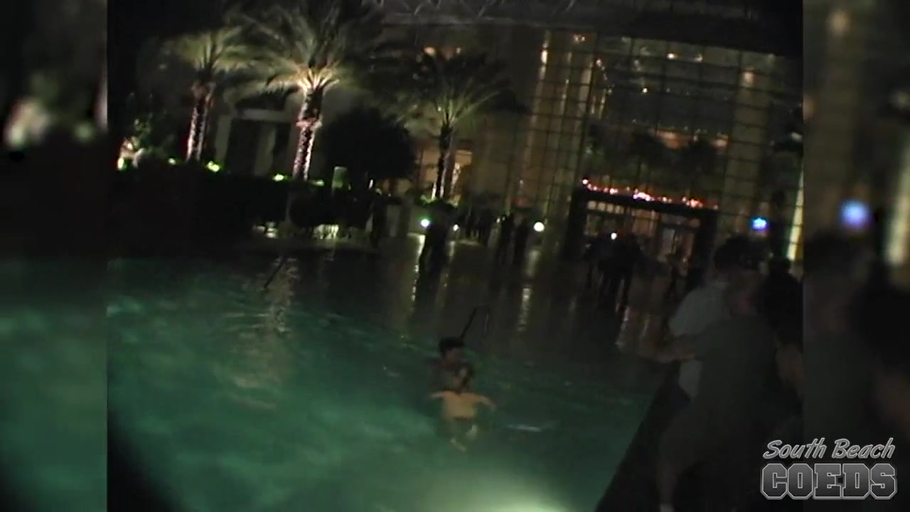 Late Night Hotel Swimming Pool Skinny Dipping Girls Miami Florida - SouthBeachCoeds