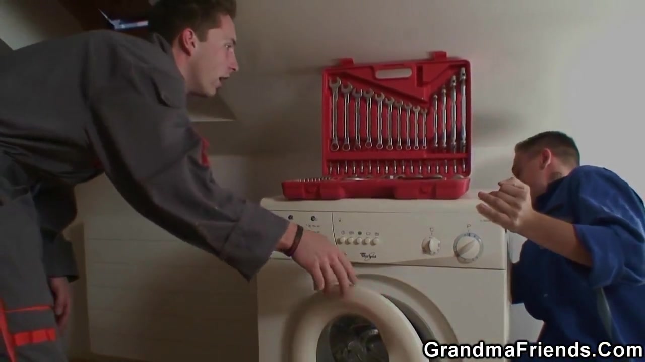 Busty Blonde Grandma Fucked In Threesome