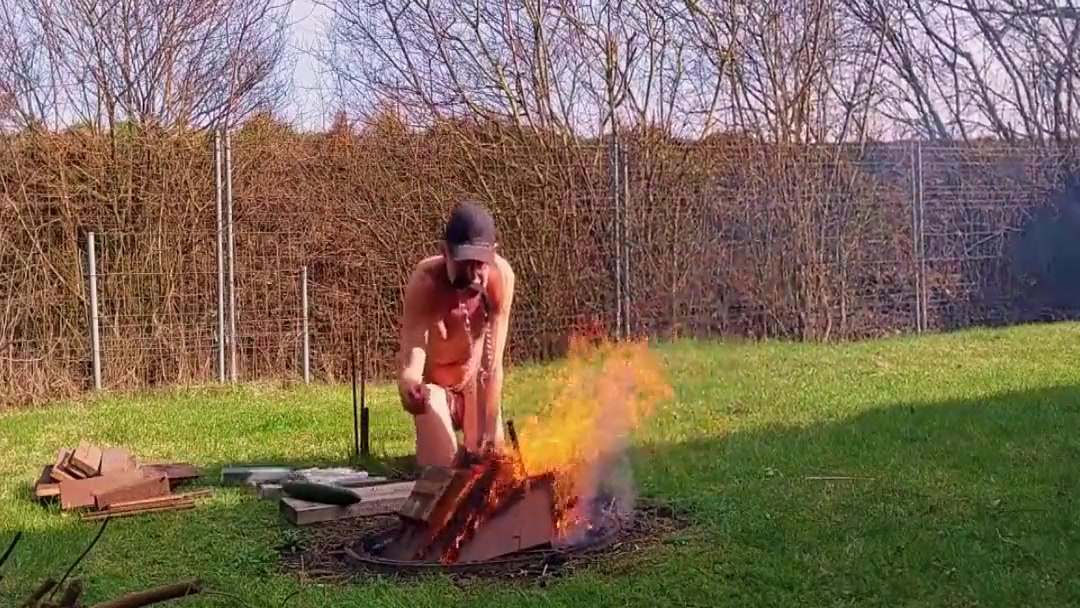 Totally Naked Gay Slave Slut Exposed In Penis Cage Outdoor Cucumber Fuck At The Campfire Bdsm 4 Min