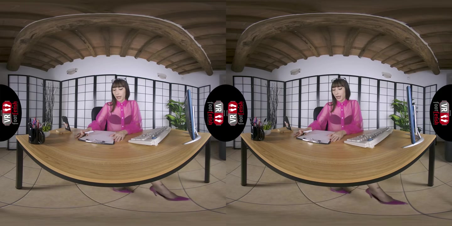 Outstanding Brunette Secretary Reine Vixen Loves Posing Her Hot Feet With Stockings In VR - VRFootFetish