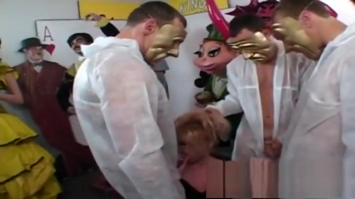 stunning tranny gangbanged By Masked males