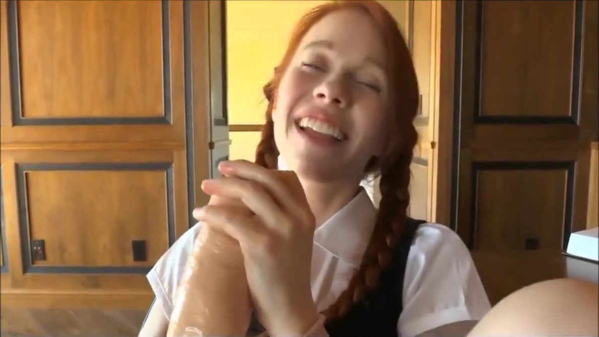 Slender Ginger teen 18+ Playing With Her Massive Dildo