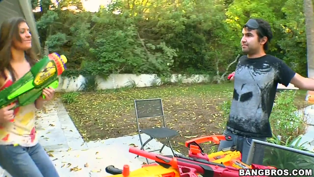 Victoria Lawson and her neighbourhood boyfriend playing games at the backyard