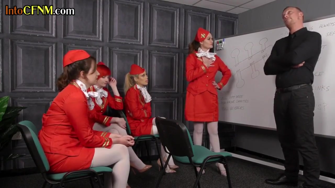 Cfnm Stewardesses Give Bj And Hj In Group On Their College