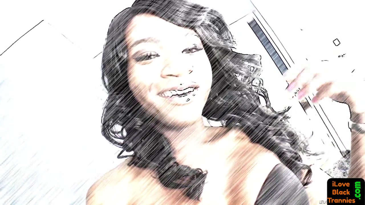 Ebony trans babe jerked off by blonde