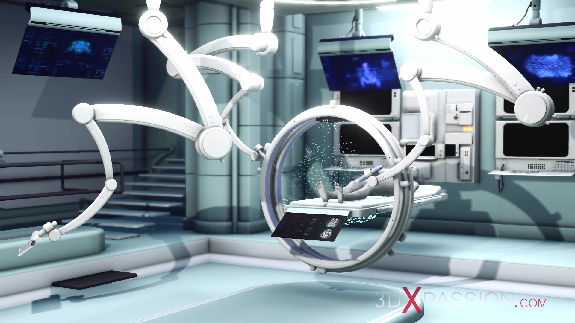 Hot sex! Sci-fi android fucks hard an alien in the surgery room in the space station