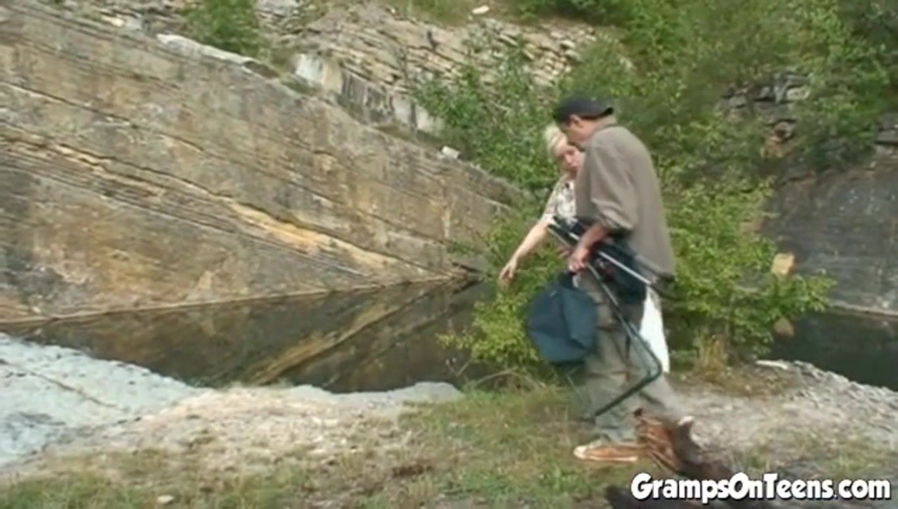 Chubby teen and oldie on grandpa cock