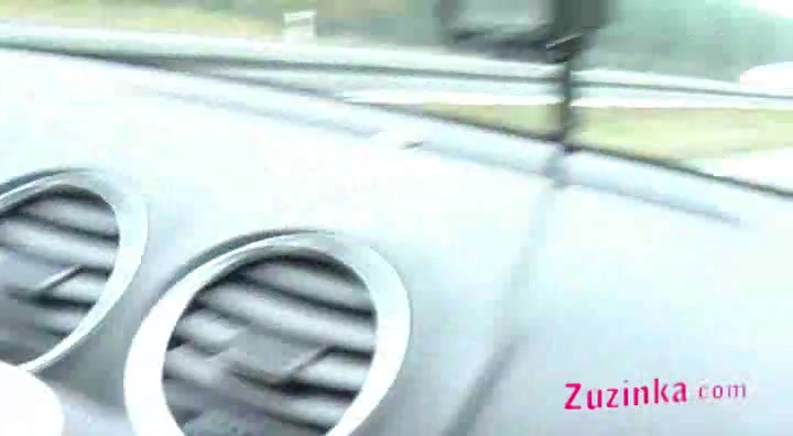 Zuzinka masturbates her pussy in the car