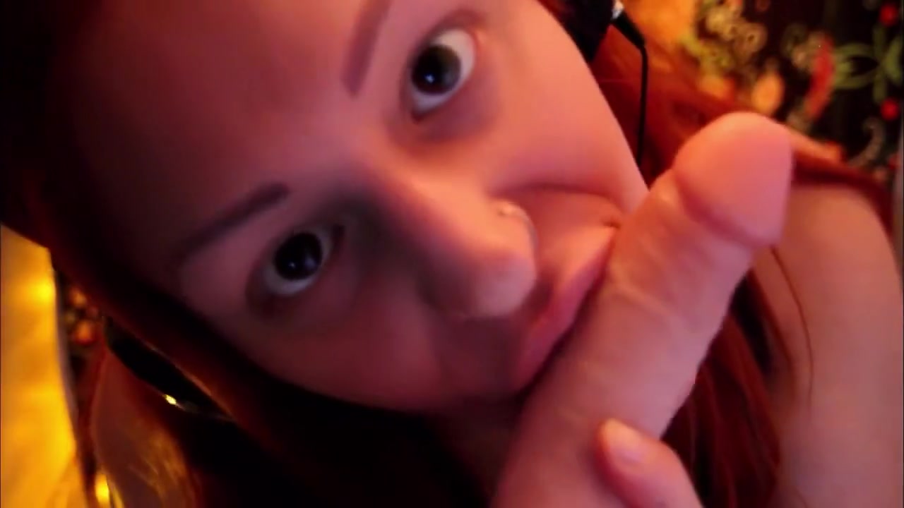 Erotic ASMR redhead teen 18+ gags on, whispers to, and fucks realistic dildo