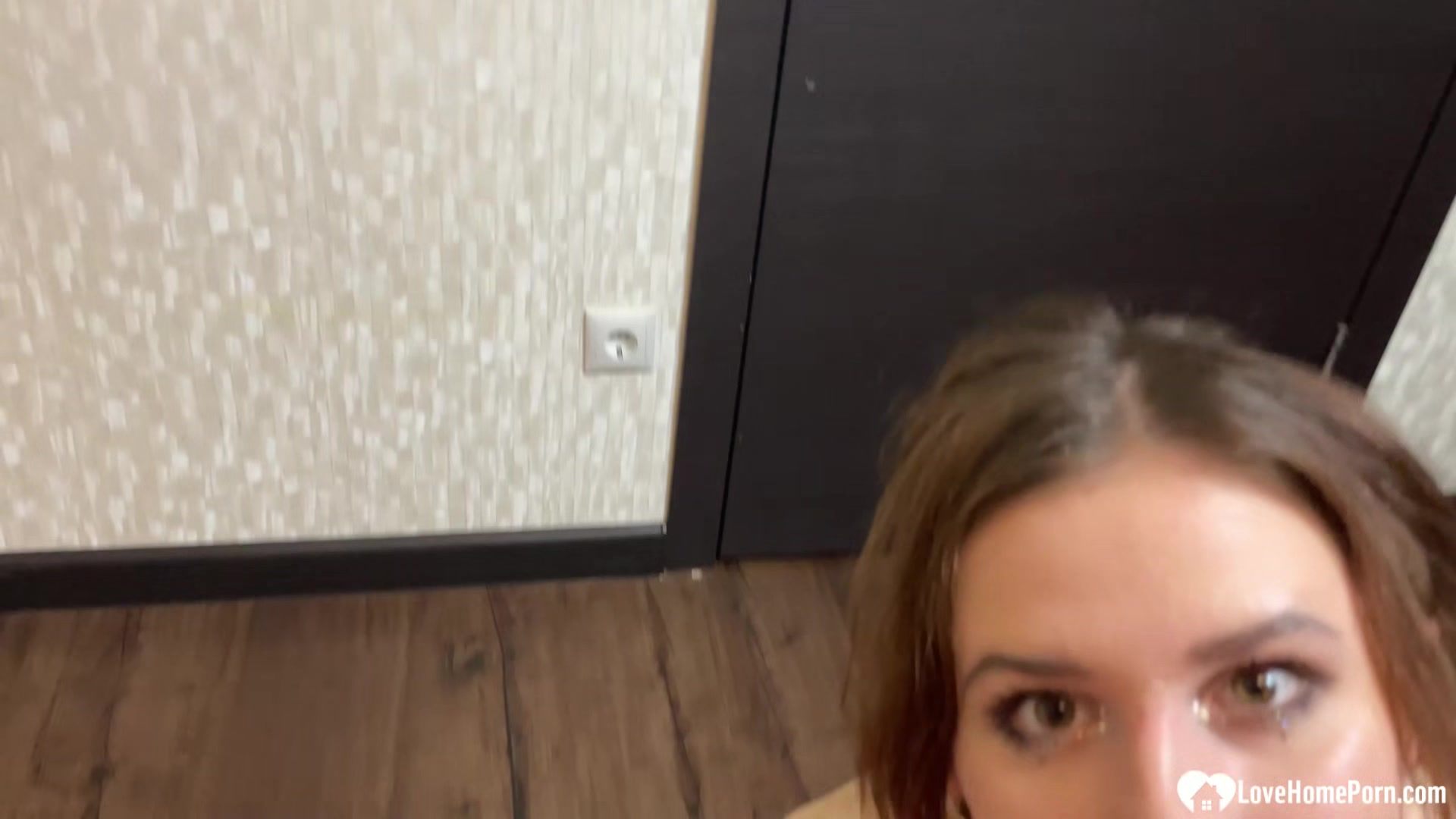 19yo brunette girl with small tits sucking hard dick