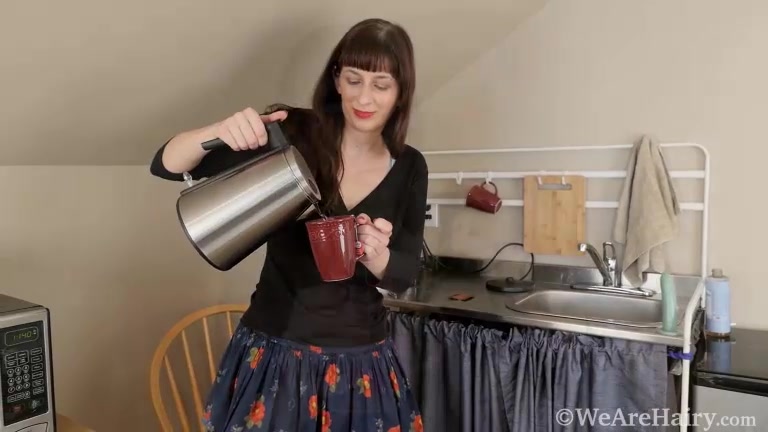 Destine enjoys masturbating and coffee today - WeAreHairy