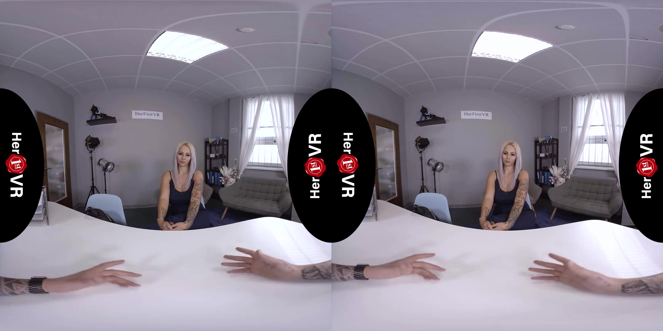 Domino - VR Casting; Huge Tits Blonde Amateur with Tattoos