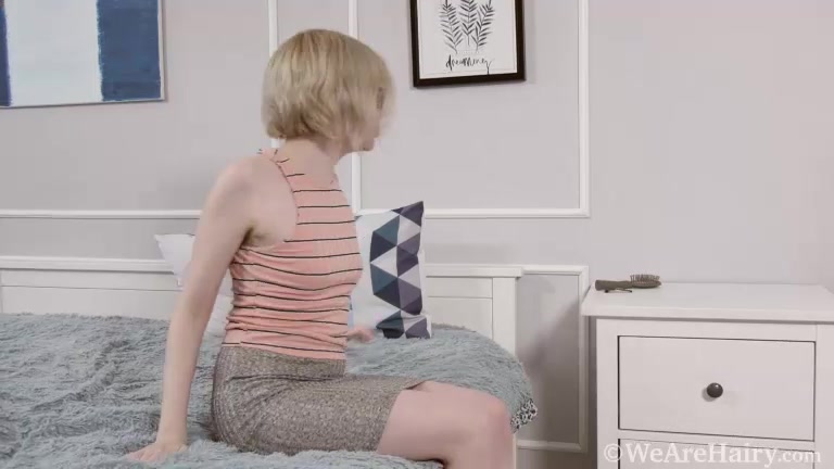 Abby comes home to masturbate in bed with a toy - WeAreHairy