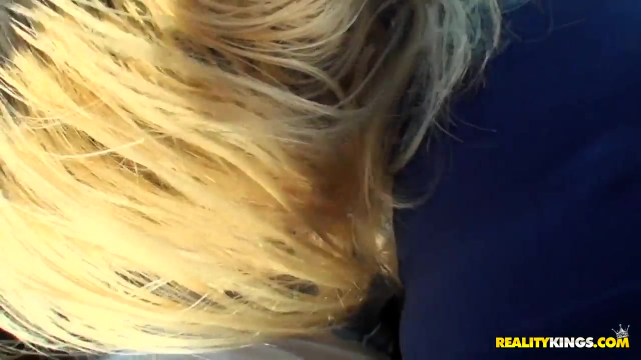 Blonde slut with sweet tits Alice Frost begins to suck Romeo Price's cock in the car